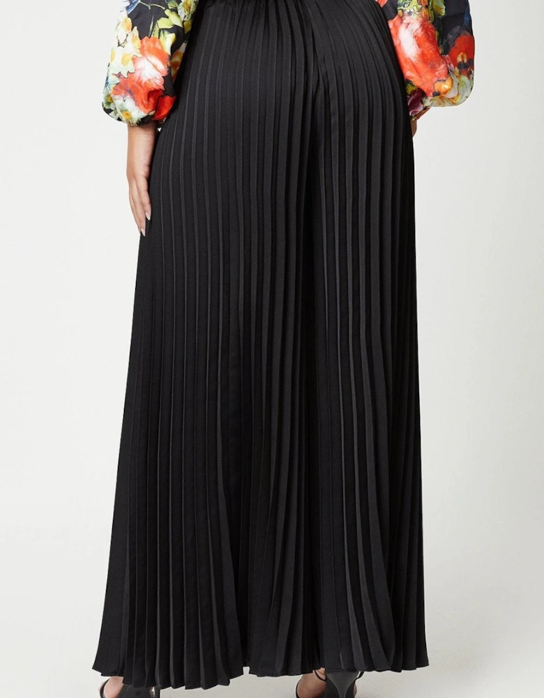 All Over Pleated Wide Leg Trousers