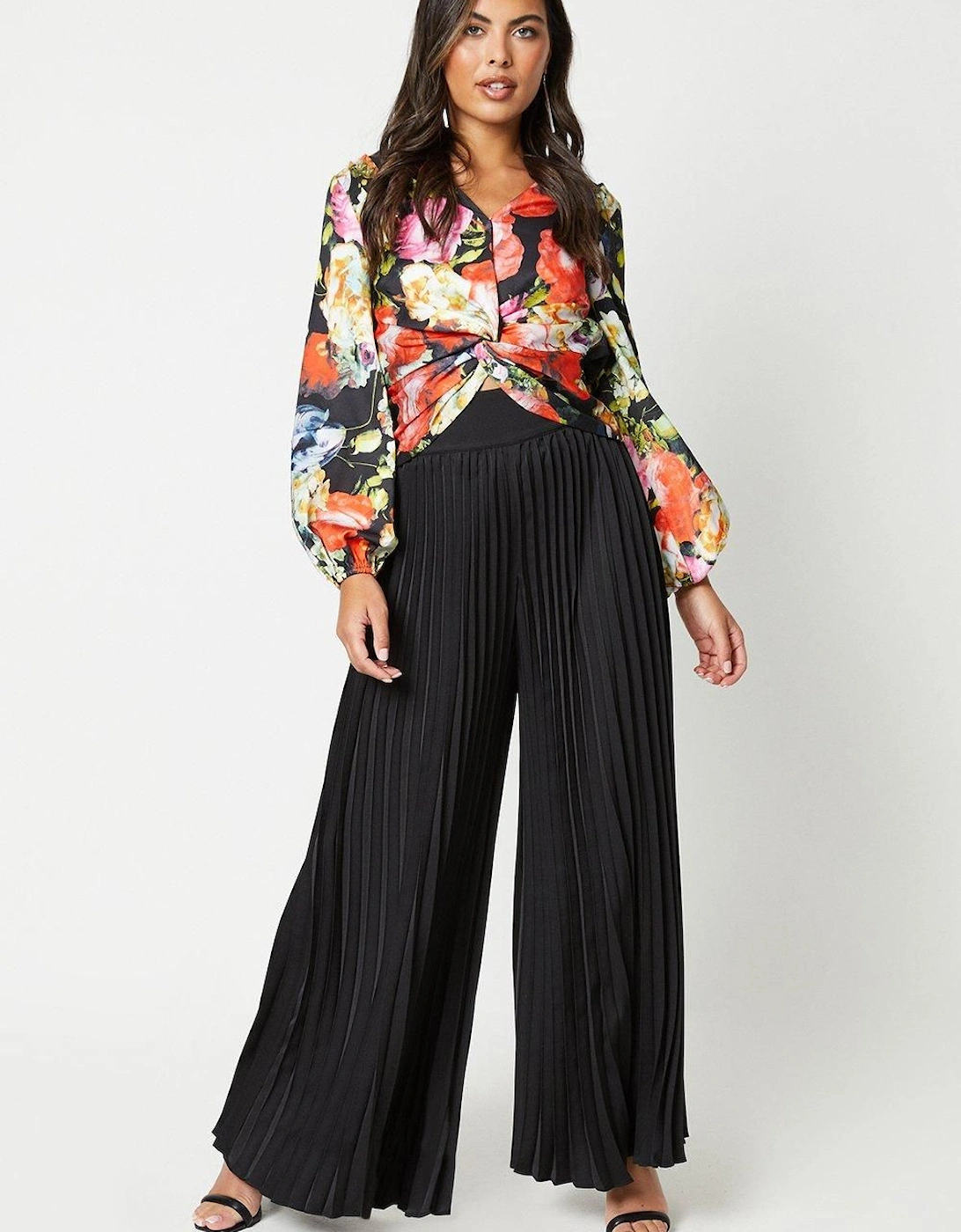 All Over Pleated Wide Leg Trousers