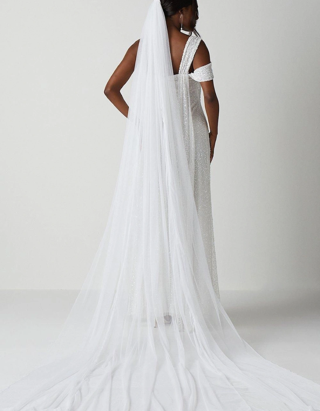 Premium Ruffle Hem Soft Tulle Cathedral Length Veil, 2 of 1
