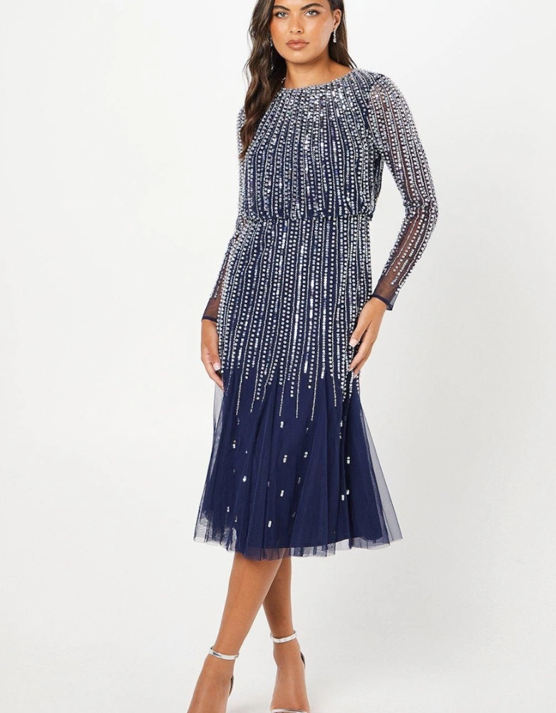 Party Sequin Long Sleeve Midi Dress