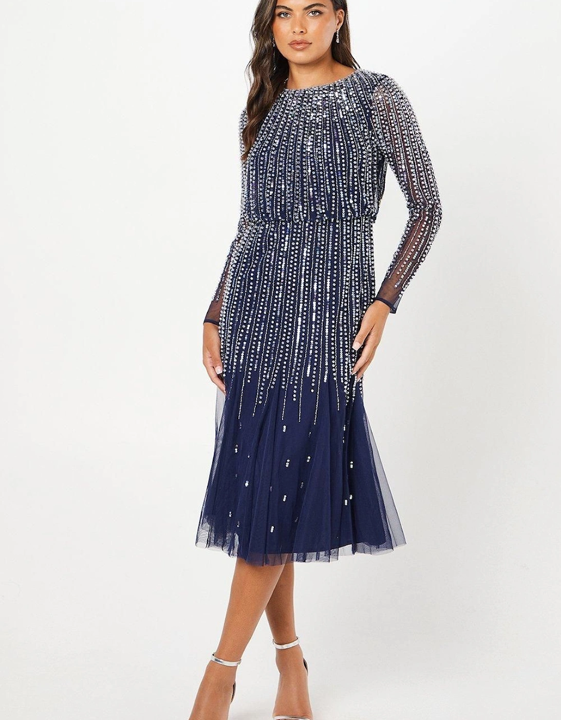 Party Sequin Long Sleeve Midi Dress, 6 of 5