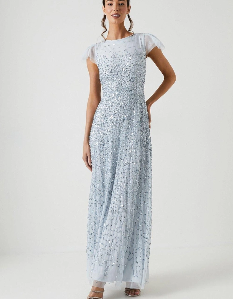 Ombre Sequin Mesh Bridesmaid Dress