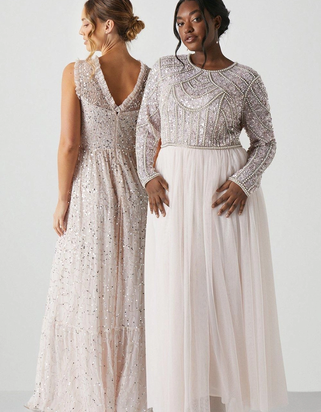 Plus Size Pearl Embellished Bodice Bridesmaid Tulle Skirt Dress, 2 of 1