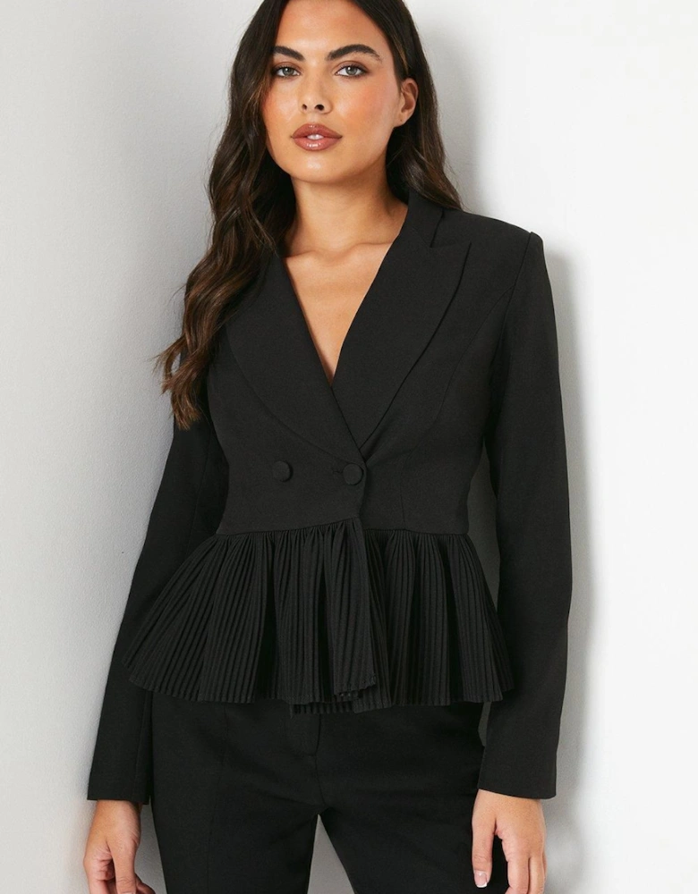 Pleated Peplum Tailored Blazer