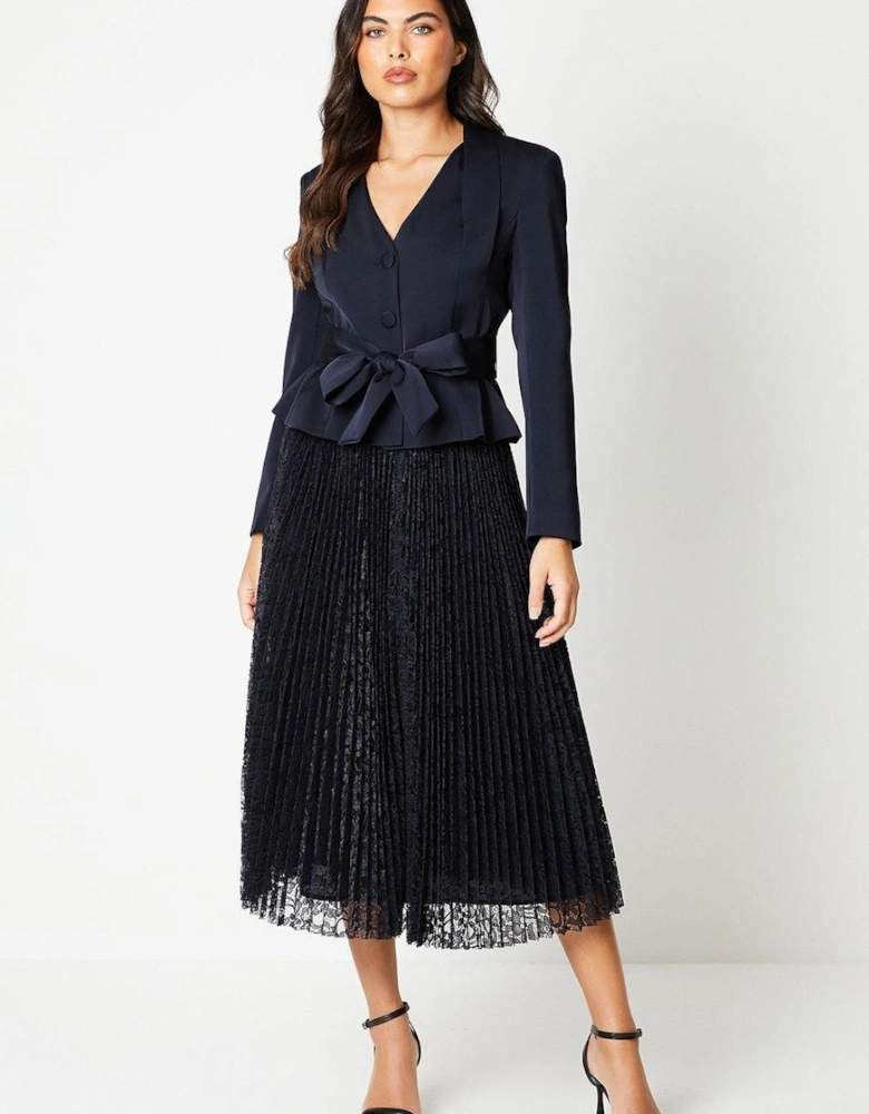 Pleated Lace Full Midi Skirt