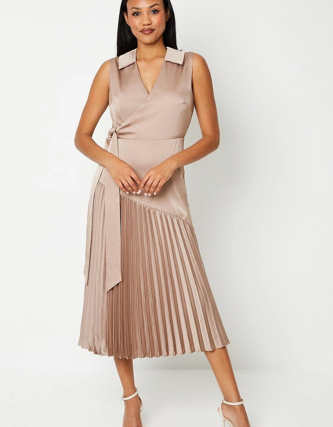 Wrap Skirt With Pleated Panel Midi Dress, 6 of 5