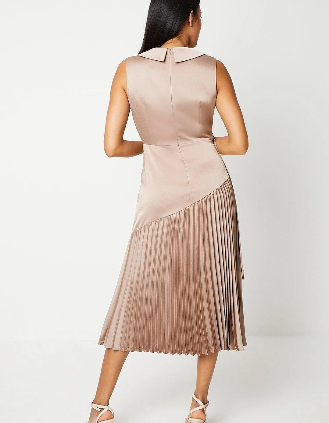 Wrap Skirt With Pleated Panel Midi Dress