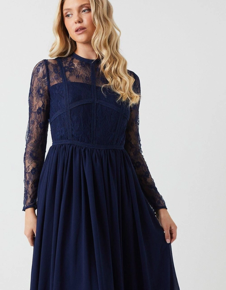 Long Sleeve Lace Bridesmaid Maxi Dress