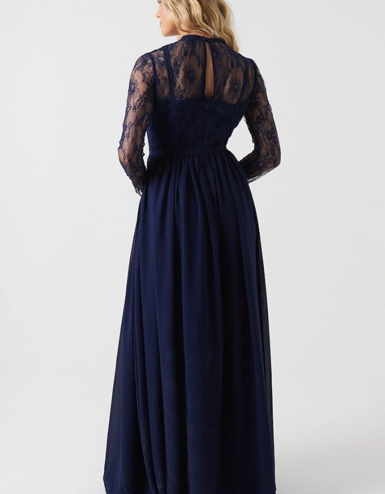 Long Sleeve Lace Bridesmaid Maxi Dress