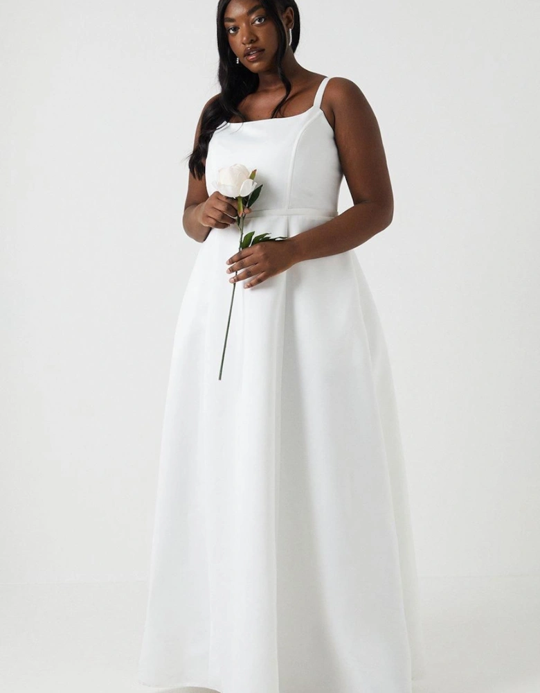 Plus Size Structured Satin Full Skirt Wedding Dress