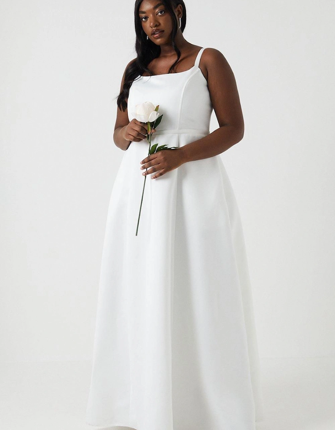 Plus Size Structured Satin Full Skirt Wedding Dress, 6 of 5