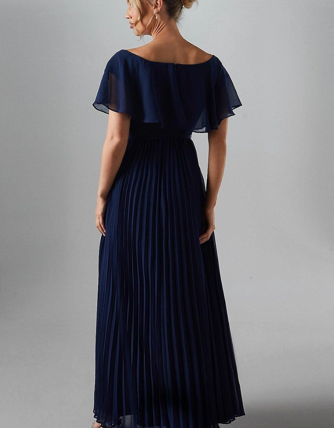 Crinkle Chiffon Bardot Bridesmaid Maxi Dress