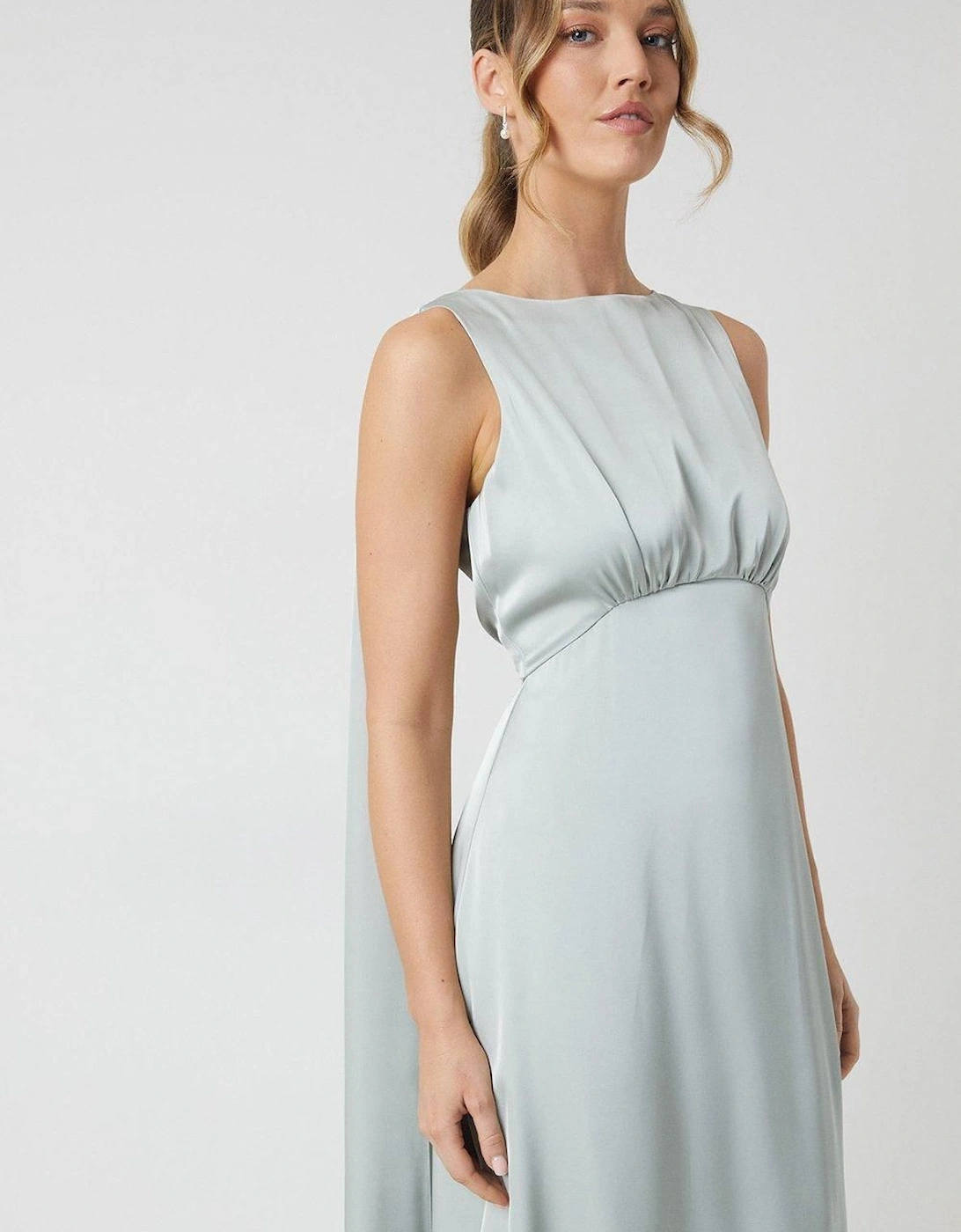 Boat Neck Cape Detail Bridesmaid Dress