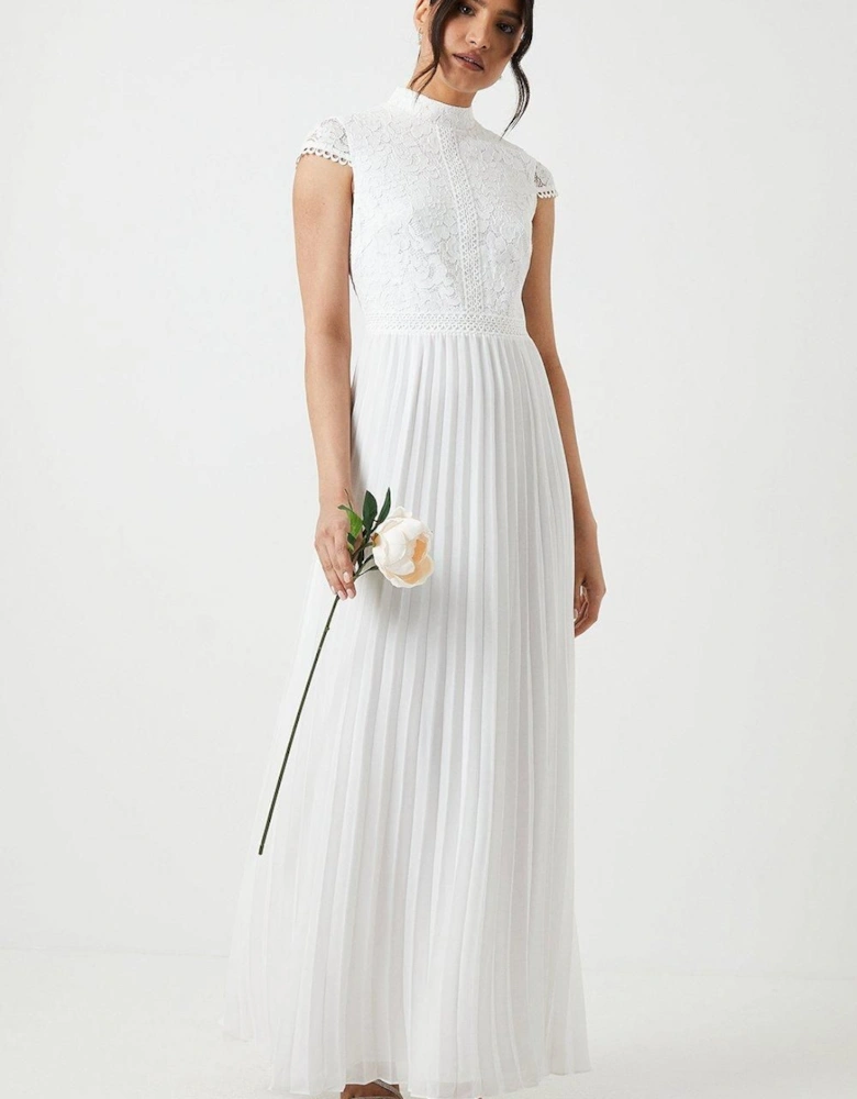 Lace Cap Sleeve Chiffon Skirt Wedding Dress
