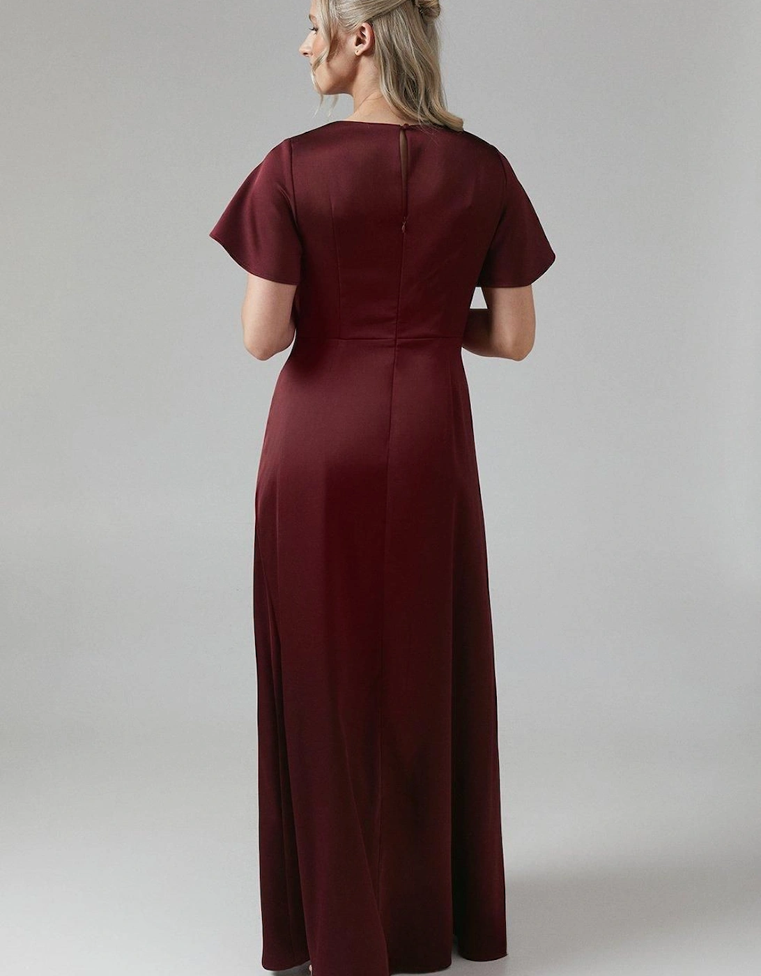 Maternity Wrap Top Satin Bridesmaid Maxi Dress