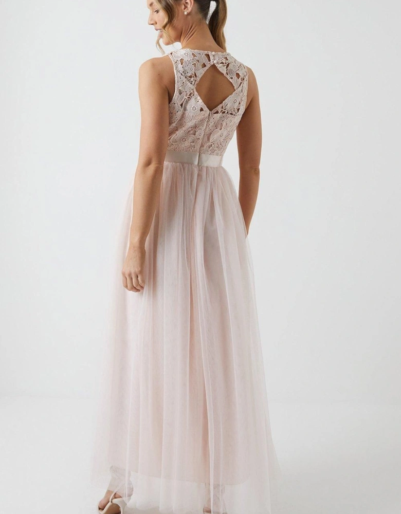 Crochet Lace Two In One Bridesmaid Maxi Dress