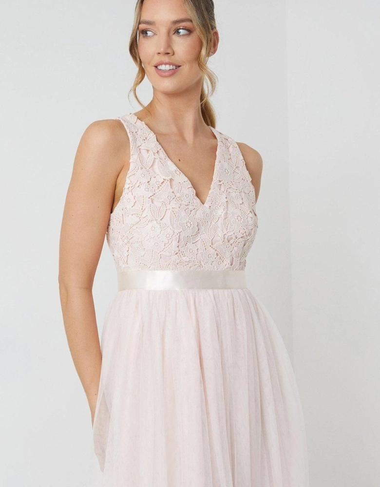 Crochet Lace Two In One Bridesmaid Maxi Dress