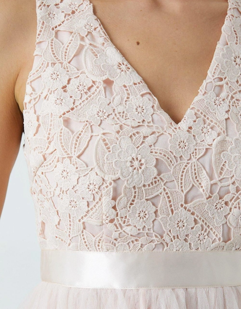 Crochet Lace Two In One Bridesmaid Maxi Dress