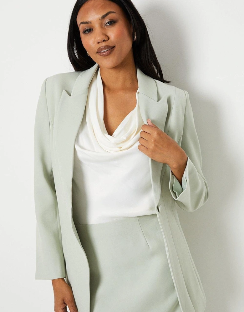 Panelled Long Line Single Breasted Blazer