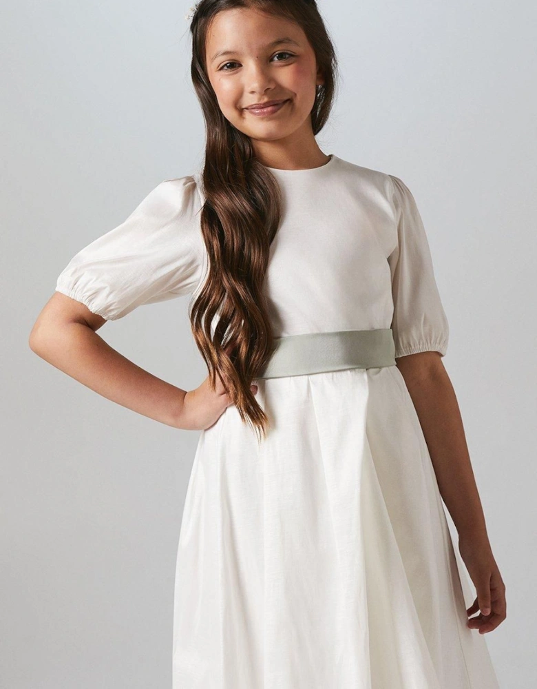 Flower Girl Taffeta Puff Sleeve Dress