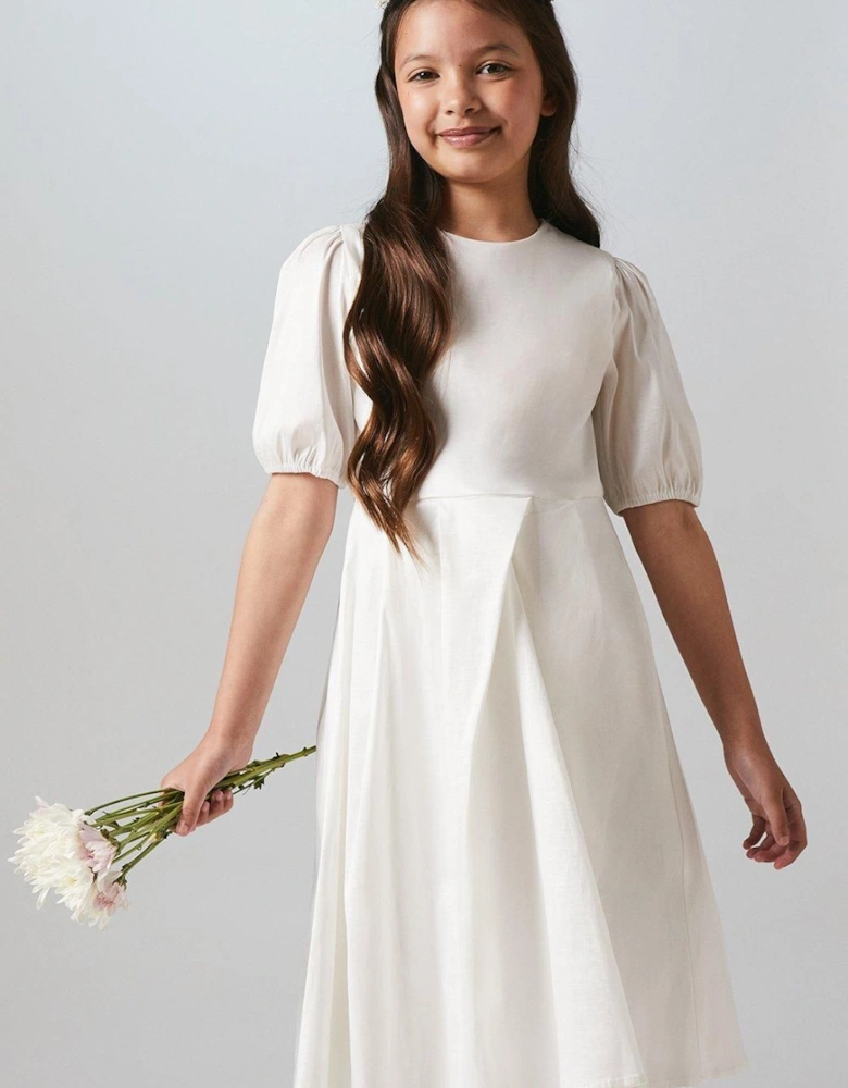 Flower Girl Taffeta Puff Sleeve Dress