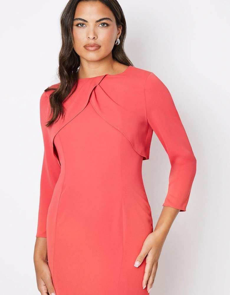 Cape Long Sleeve Midi Wedding Guest Dress