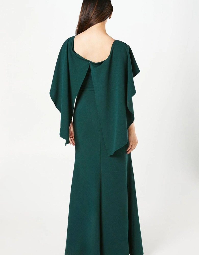 Bardot Cape Detail Stretch Crepe Maxi Dress