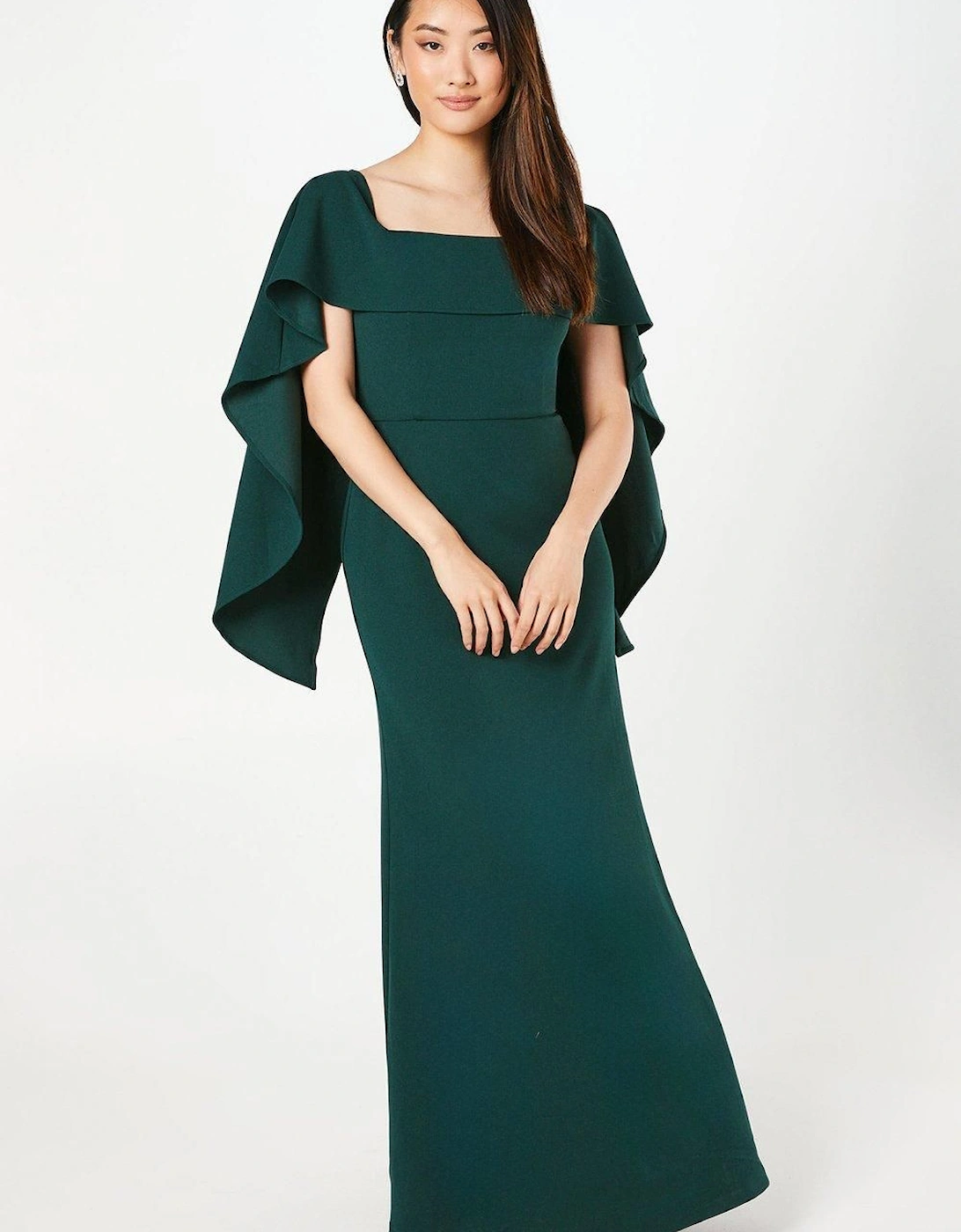 Bardot Cape Detail Stretch Crepe Maxi Dress, 6 of 5