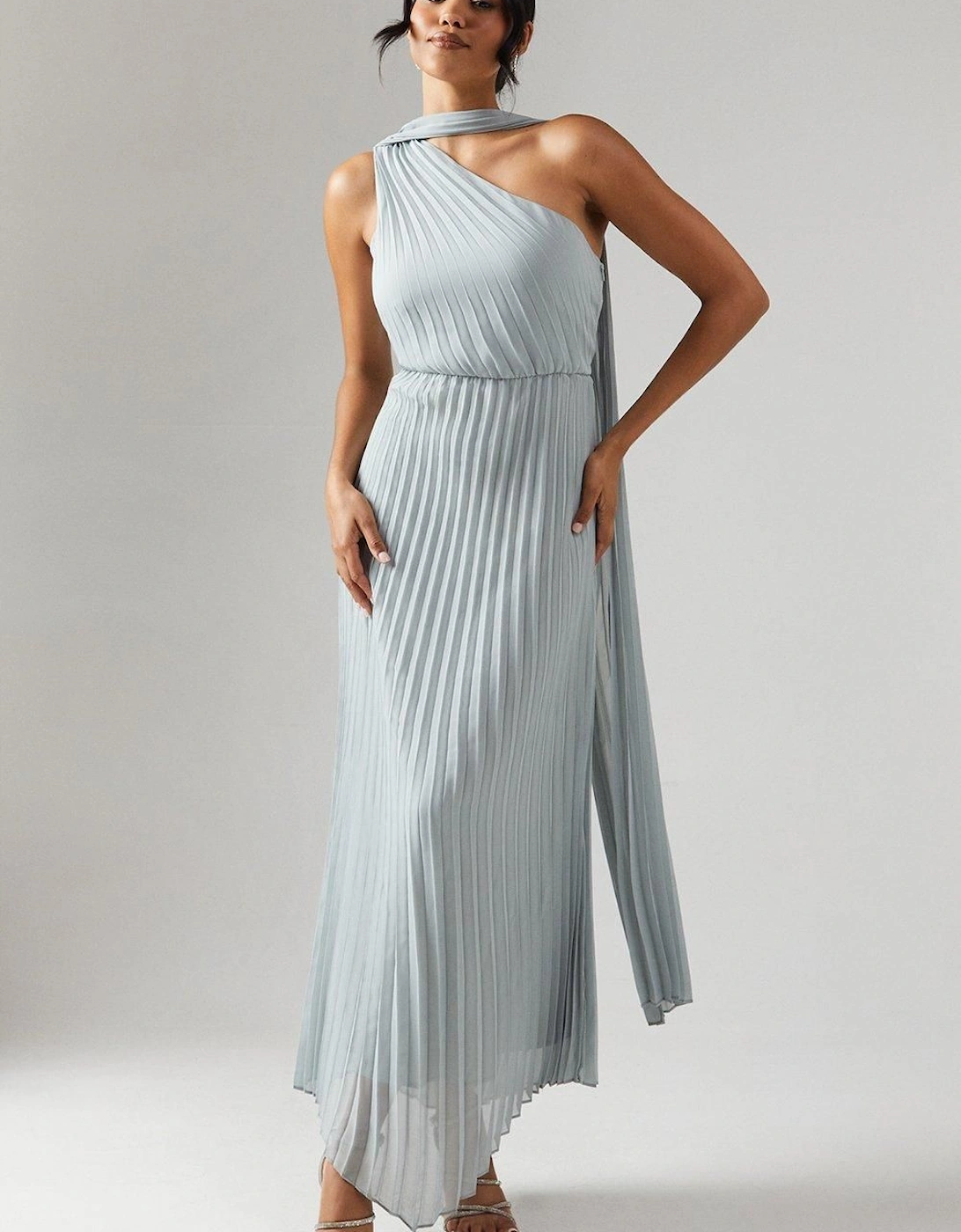 Pleated Chiffon Asymmetric Bridesmaid Dress, 6 of 5