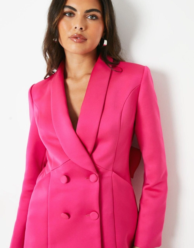 Bow Back Tailored Satin Blazer