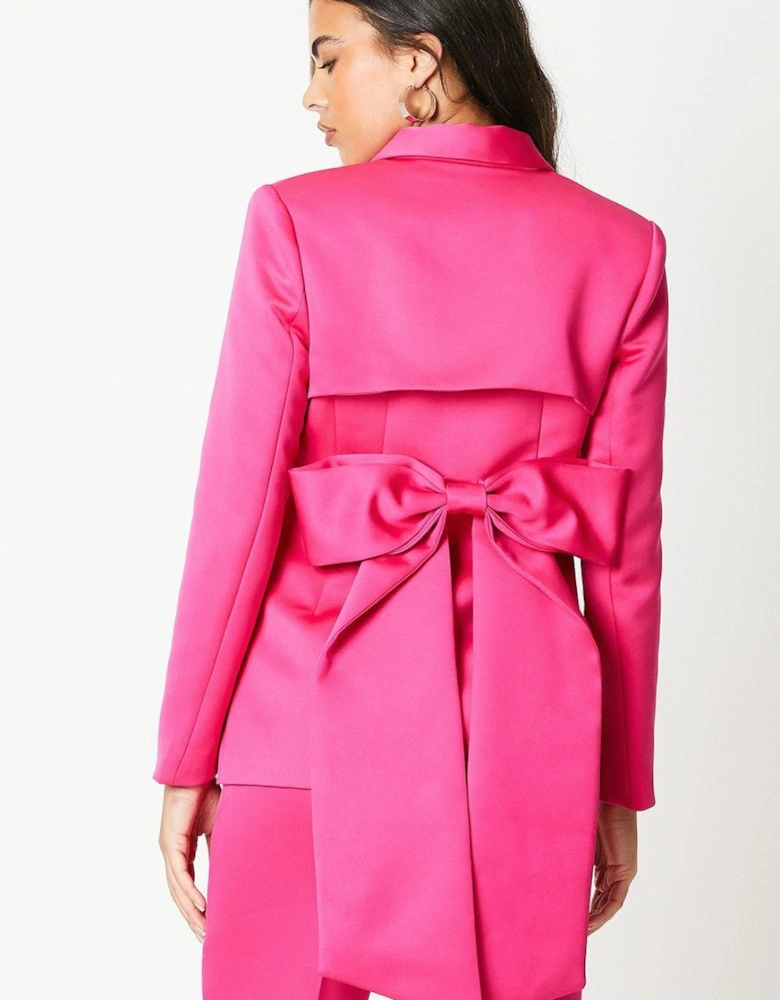 Bow Back Tailored Satin Blazer