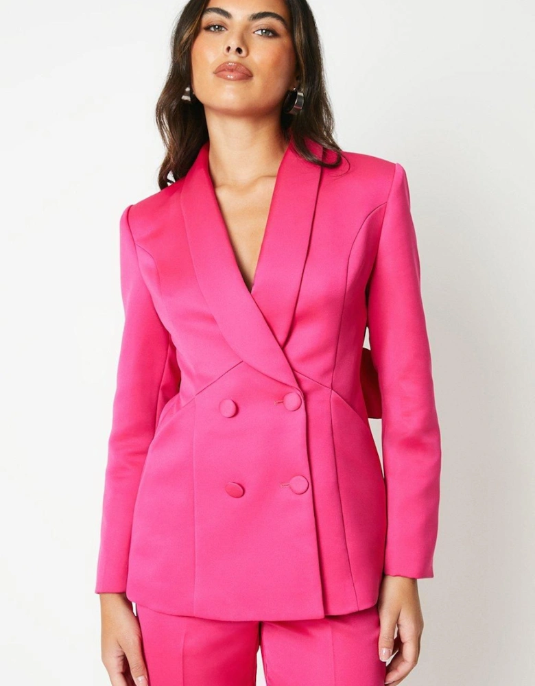 Bow Back Tailored Satin Blazer