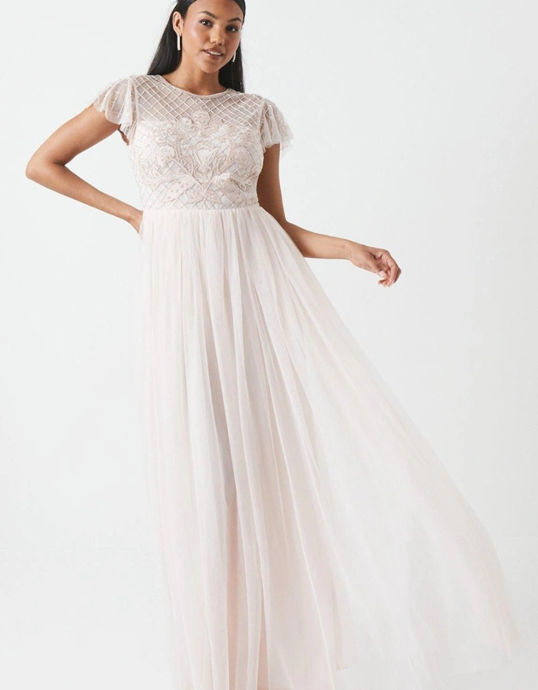 Baroque Embellished Angel Sleeve Two In One Bridesmaid Dress