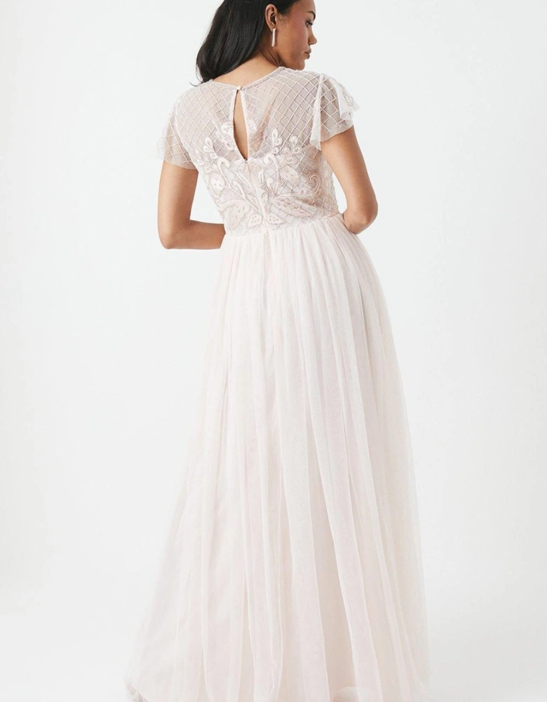 Baroque Embellished Angel Sleeve Two In One Bridesmaid Dress