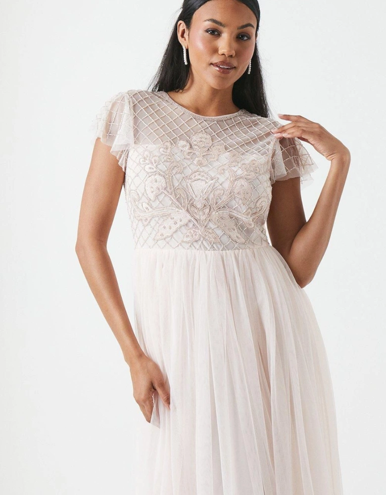 Baroque Embellished Angel Sleeve Two In One Bridesmaid Dress