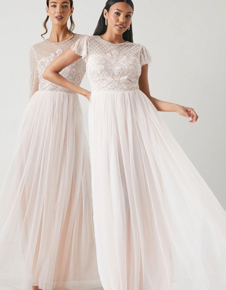 Baroque Embellished Angel Sleeve Two In One Bridesmaid Dress