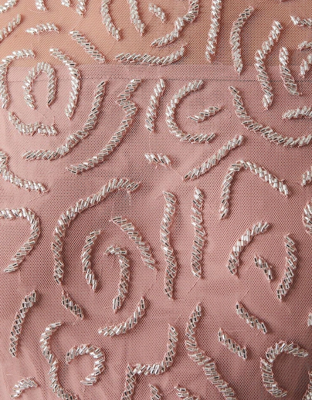 Rose Embroidered Long Sleeve Bridesmaid Dress