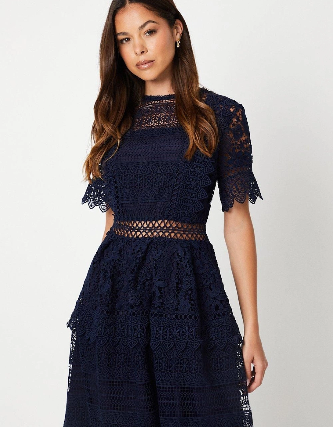 Lace Mix Midi Dress