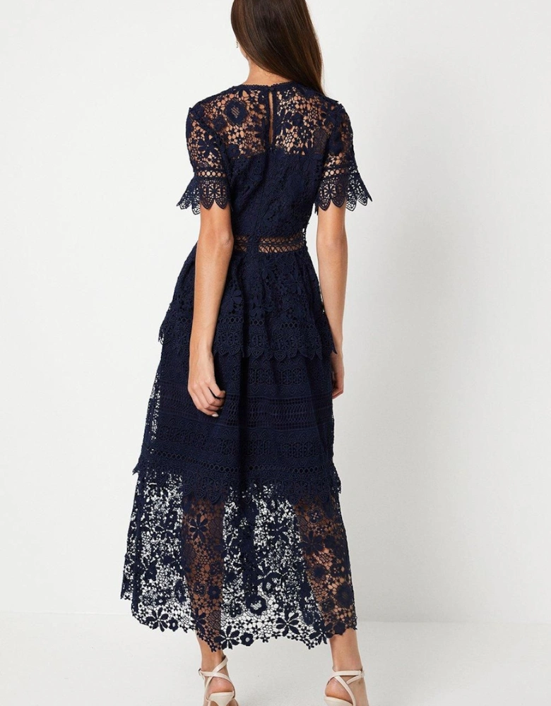 Lace Mix Midi Dress