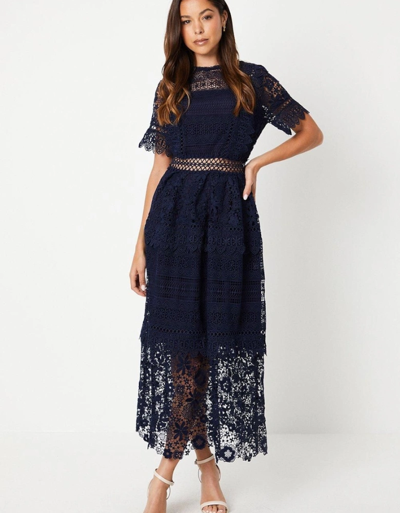 Lace Mix Midi Dress