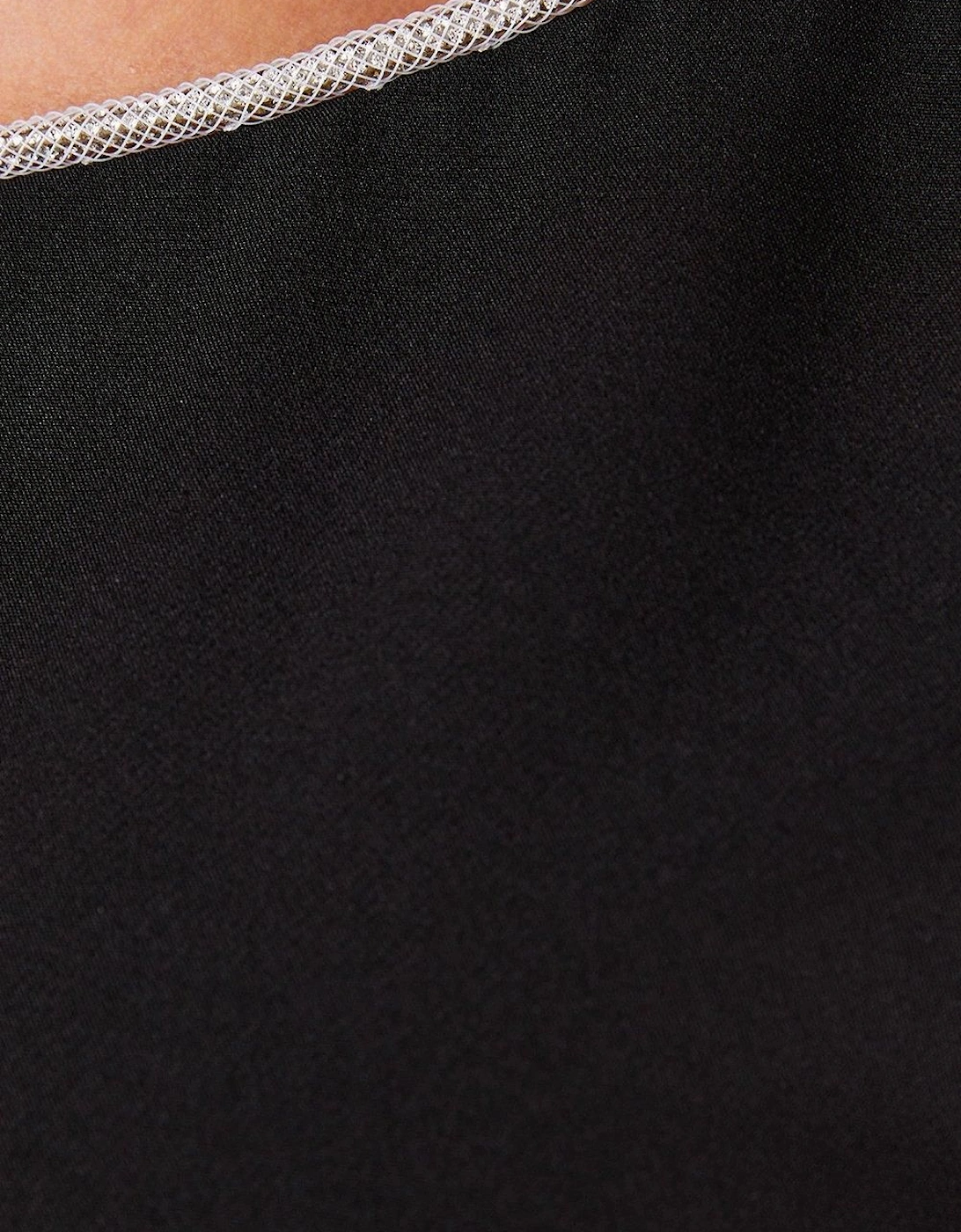Diamante Trim V Back Bow Detail Crepe Mini Dress