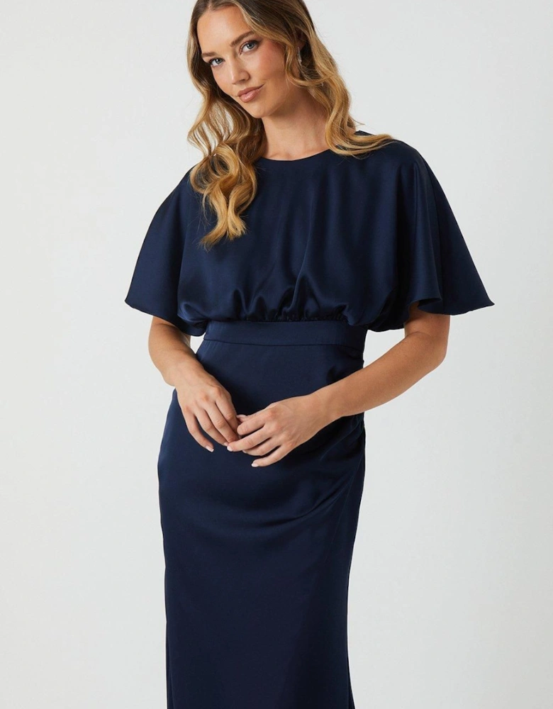 Boat Neck Angel Wrap Bridesmaid Dress