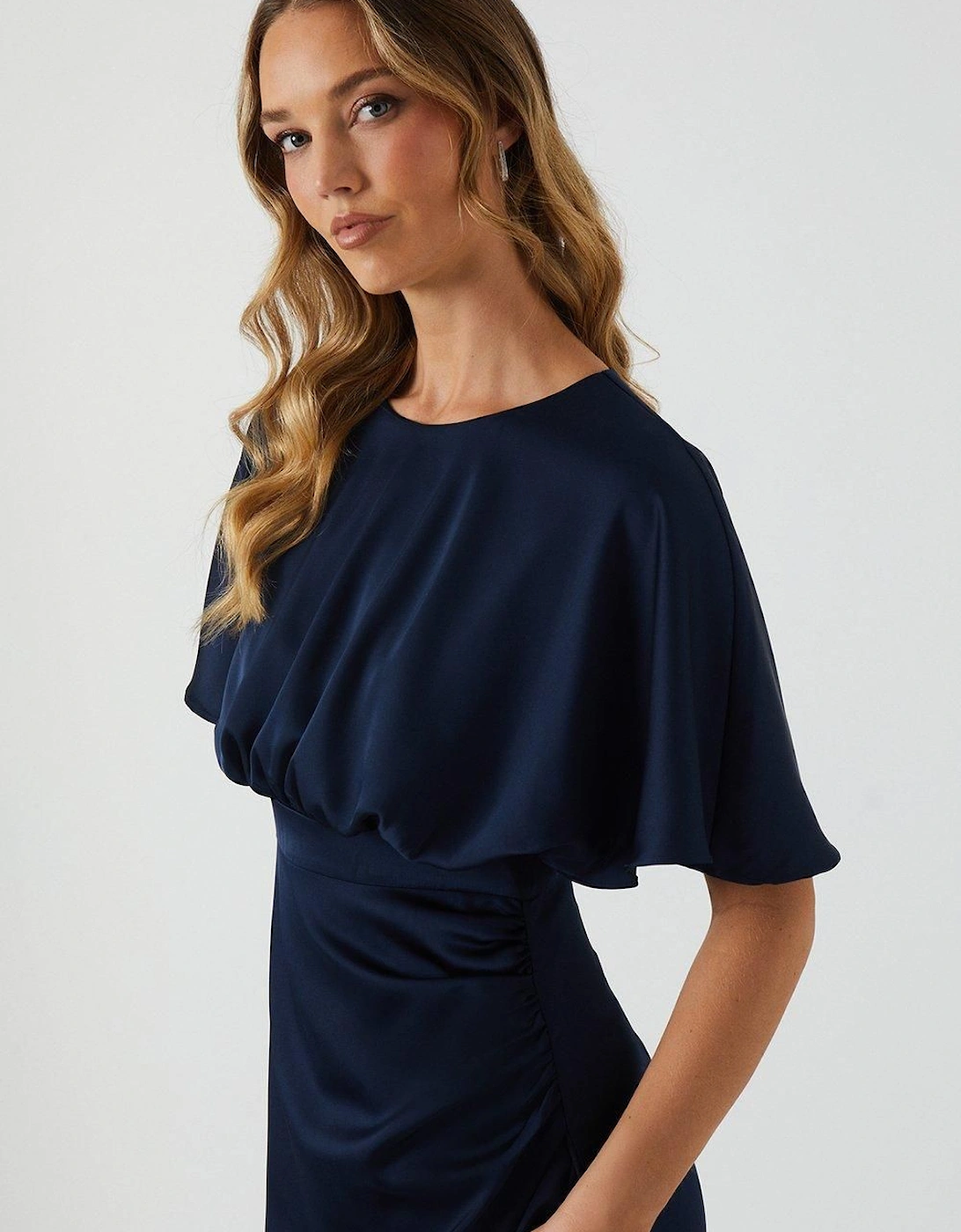 Boat Neck Angel Wrap Bridesmaid Dress