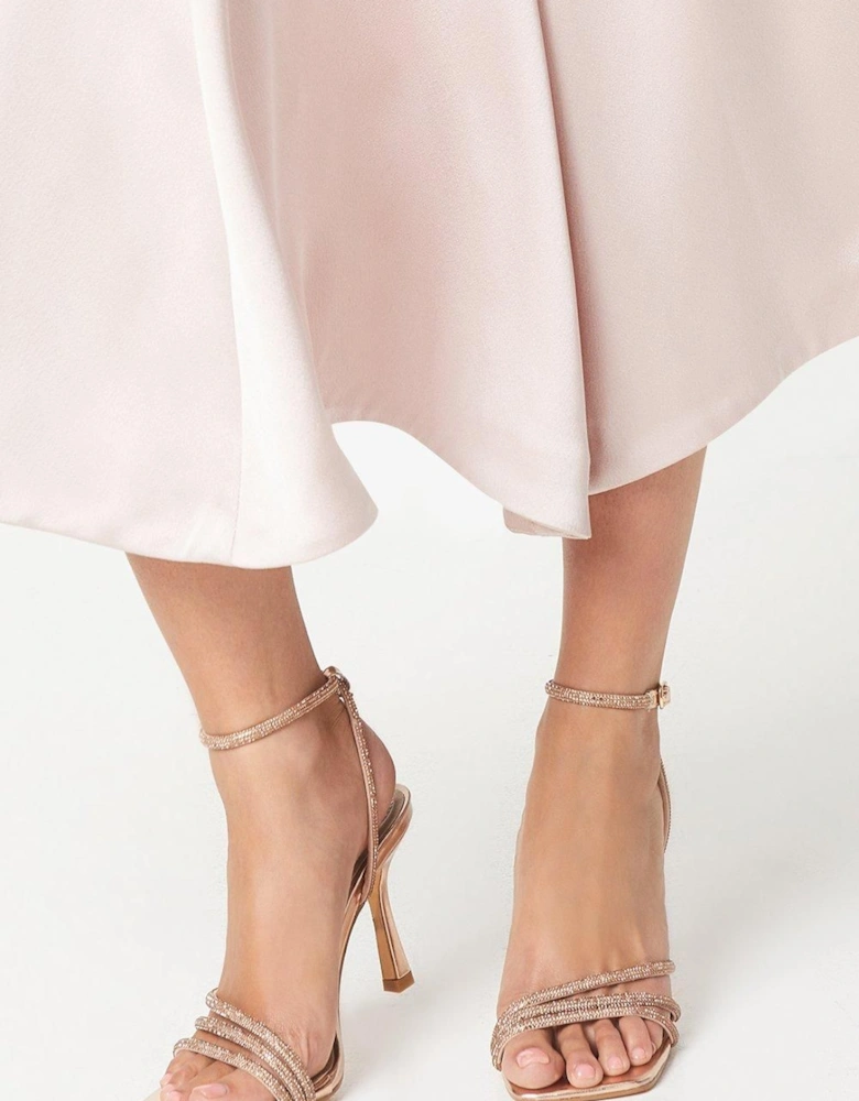 Tulip Diamante Asymmetric Strap High Heeled Sandals