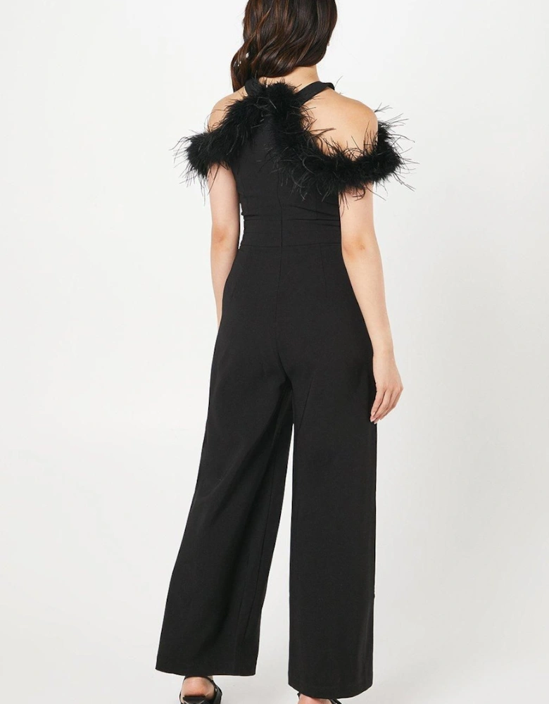 Feather Off Shoulder Jumpsuit