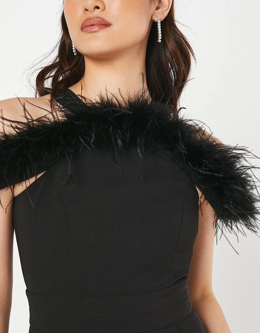 Feather Off Shoulder Jumpsuit