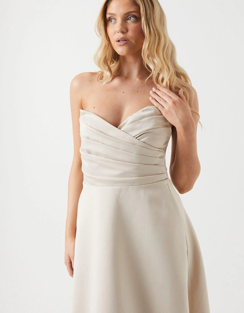 Structured Satin Midi Bridesmaid Dress