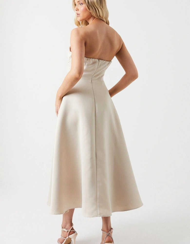 Structured Satin Midi Bridesmaid Dress