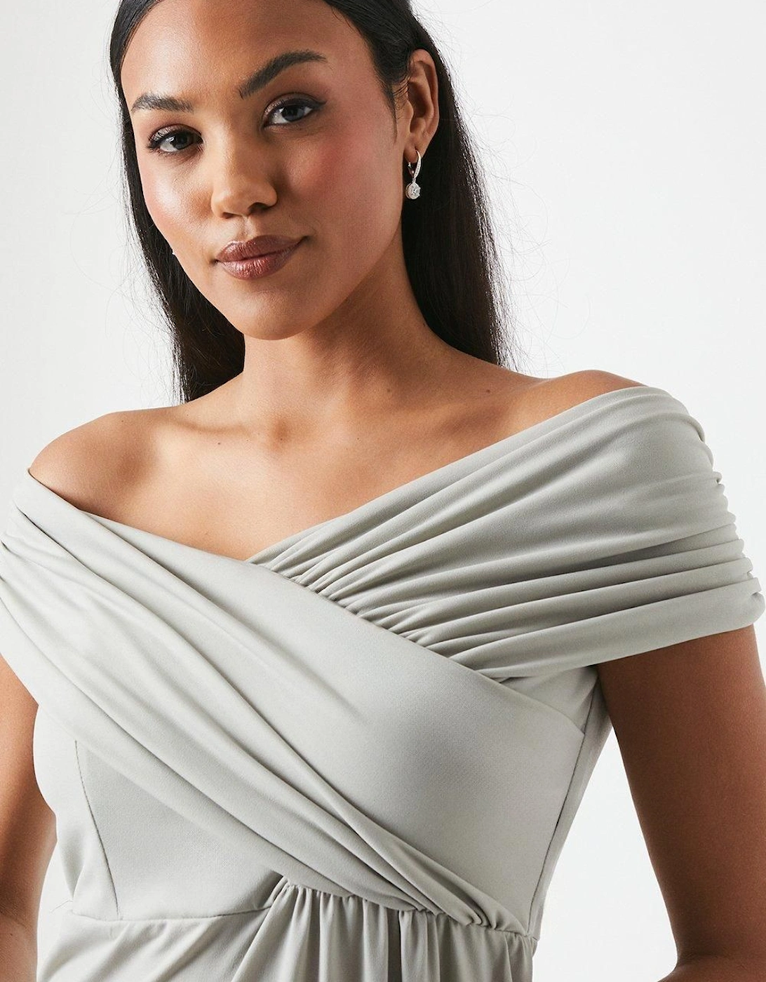 Bardot Ruched Jersey Bridesmaid Dress