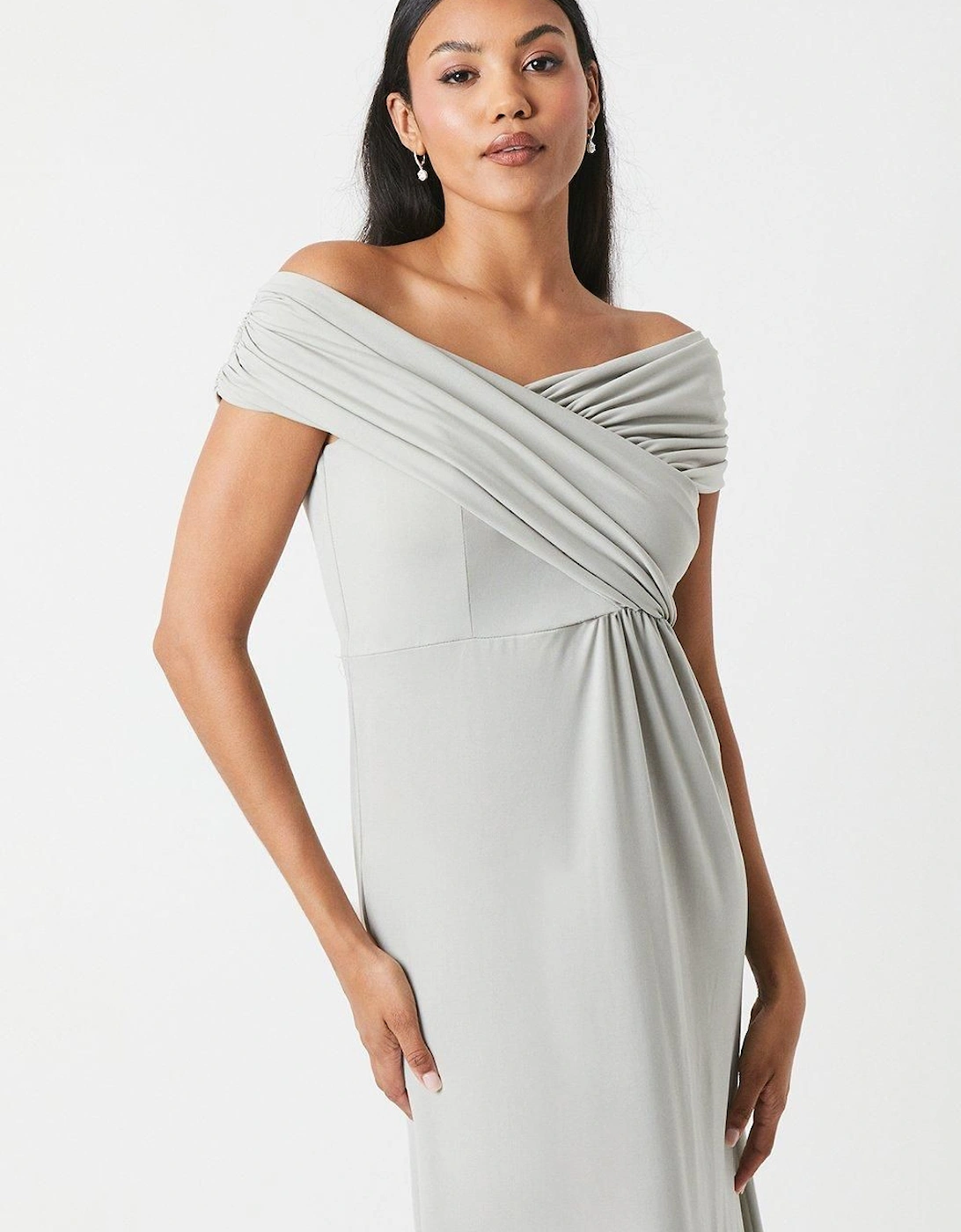 Bardot Ruched Jersey Bridesmaid Dress